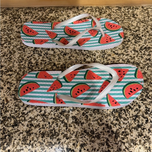 Watermelon Print Flip Flops Women 7/8 - Picture 2 of 4